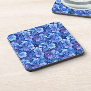 Waterverf Style Pansies Blauw Paarse Bloemprint Bier Onderzetter