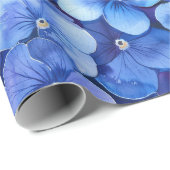 Waterverf Style Pansies Blauw Paarse Bloemprint Cadeaupapier (Rol Hoek)