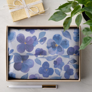 Waterverf Style Pansies Paarse Blauwe Bloemprint Tissuepapier