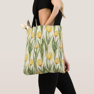 Waterverf Style Yellow Tulips All-over Print Draagtas
