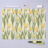 Waterverf Style Yellow Tulips All-over Print Tissuepapier (Craft)