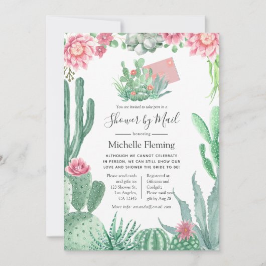 Waterverf Succulent Baby of Vrijgezellenfeest per Kaart (Voorkant)