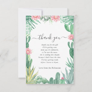 Waterverf Succulent Baby shower Bedankkaart