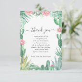 Waterverf Succulent Baby shower Bedankkaart (Staand voorkant)