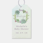 Waterverf Succulent Baby shower Dank u wel Cadeaulabel (Voorkant)