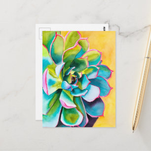 Waterverf succulent botanisch briefkaart