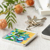 Waterverf succulent botanisch sleutelhanger (Zijkant)