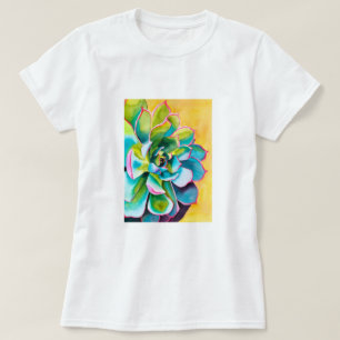 Waterverf succulent botanisch t-shirt