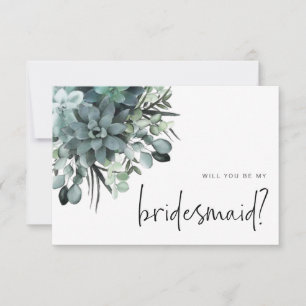 Waterverf Succulent Bridesmaid Voorstel Notitiekaartje