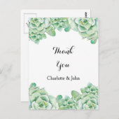 waterverf succulent bruiloft bedankjes briefkaart (Voorkant / Achterkant)