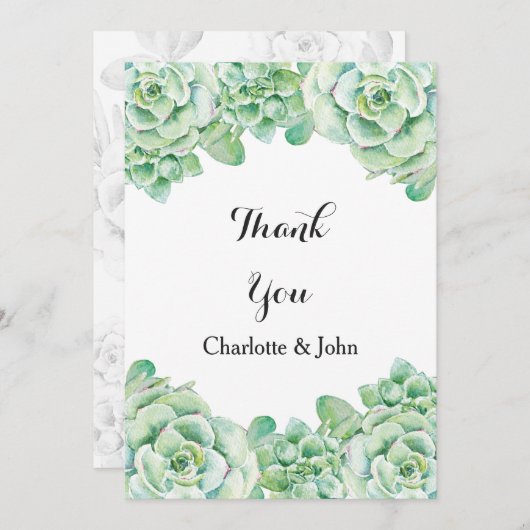 waterverf succulent bruiloft Dank u Bedankkaart (Voorkant / Achterkant)