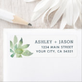 Waterverf Succulent Bruiloft Retouradres Labels (Insitu)