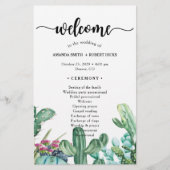 Waterverf Succulent Cactus Floral Wedding Programm (Voorkant)