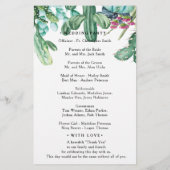 Waterverf Succulent Cactus Floral Wedding Programm (Achterkant)