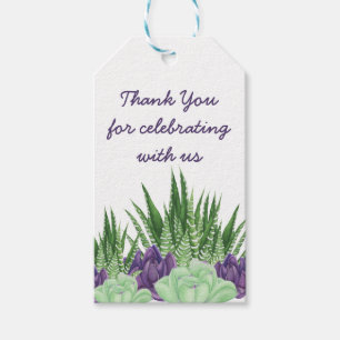 Waterverf Succulent Cactus Garden Hartelijk dank Cadeaulabel