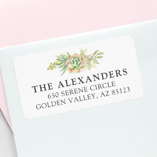 Waterverf Succulent Cactus Groot retouradres Etiket