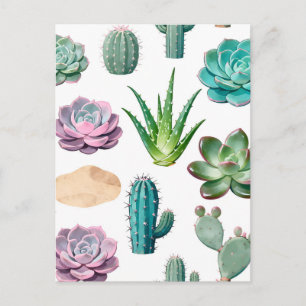 Waterverf Succulent Cactus Patroon Briefkaart