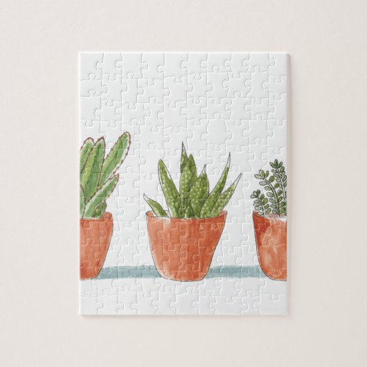 Waterverf Succulent Cactus Plant Legpuzzel (Verticaal)