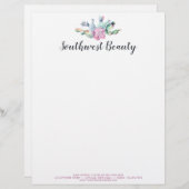 Waterverf Succulent Cactus Prickly Pear Bohemian Briefhoofd (Voorkant / Achterkant)