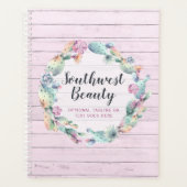 Waterverf Succulent Cactus & Rustic Wood Bohemian Planner (Voorkant)