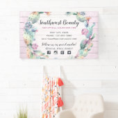 Waterverf Succulent Cactus & Rustic Wood Bohemian Spandoek (Insitu)