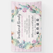 Waterverf Succulent Cactus & Rustic Wood Bohemian Spandoek (Verticaal)