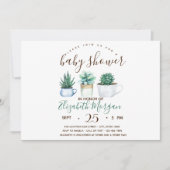 Waterverf Succulent Cactus Stip Baby shower Kaart (Voorkant)