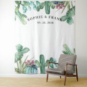 Waterverf Succulent Cactus Wedding Backdrop Wandkleed (In situ)