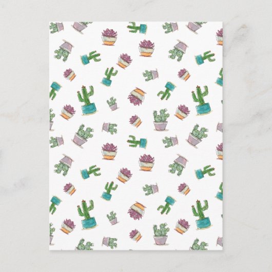 Waterverf Succulent en Cactus Plant Pattern Briefkaart (Voorkant)
