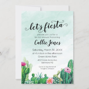 Waterverf Succulent Fiesta Uitnodiging voor Bruids