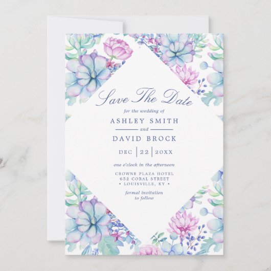 Waterverf Succulent Floral Boho Save the Date (Voorkant)