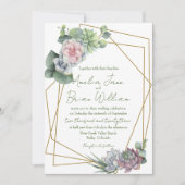 Waterverf Succulent Geometric Plant Wedding Kaart (Voorkant)