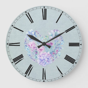 Waterverf Succulent Heart Grote Klok