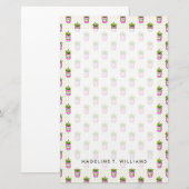 Waterverf Succulent Polka Dot Patroon Briefpapier (Voorkant / Achterkant)