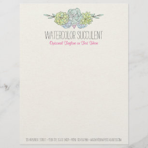 Waterverf Succulent Shabby Chic Bohemian Floral Gepersonaliseerd Briefhoofd
