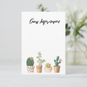 Waterverf Succulent Typografie Gastinformatie Informatiekaartje (Staand voorkant)
