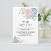 Waterverf Succulent Vintage Wedding Details Kaart (Staand voorkant)