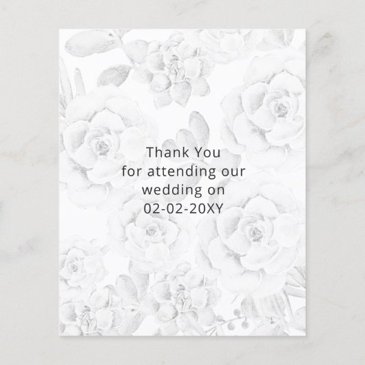 Waterverf Succulent Weddenschap Hartelijk dank (Achterkant)