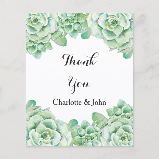 Waterverf Succulent Weddenschap Hartelijk dank (Voorkant)