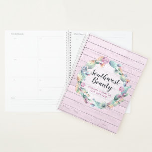 Waterverf Succulente Cactus & Rustiek Hout Boheemi Planner