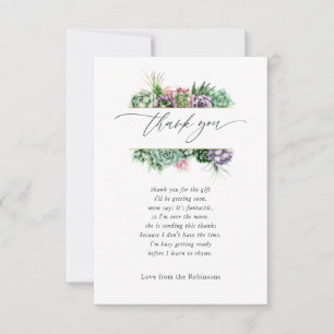 Waterverf Succulente Geometrische Baby Shower Bedankkaart