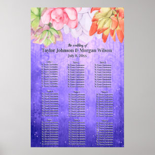Waterverf Succulente Paarse bruiloft Poster