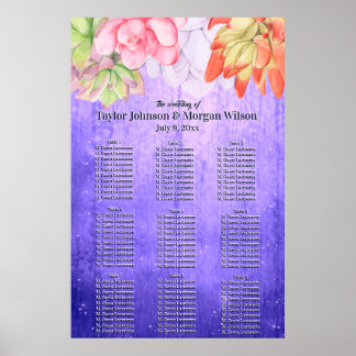 Waterverf Succulente Paarse bruiloft Poster