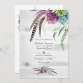Waterverf Succulente QR-code Bohemian Wedding Kaart (Voorkant / Achterkant)