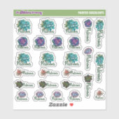 Waterverf Succulenten Aangepaste naamlabels | Scho Sticker (Vel)
