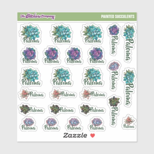 Waterverf Succulenten Aangepaste naamlabels | Scho Sticker (Vel)