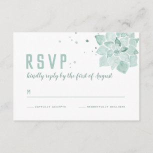 Waterverf Succulenten Bruiloft RSVP Behuizing Kaar Kaartje