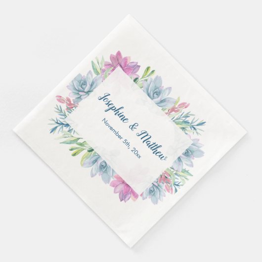 Waterverf Succulenten Bruiloft Servetten (Hoek)