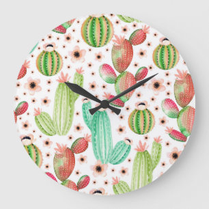 Waterverf succulenten, cactussen naadloos patroon. grote klok