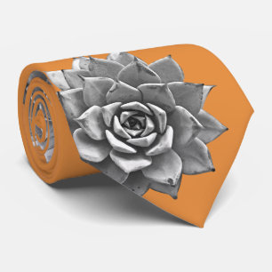 Waterverf Succulenten Grijs op Sinaasappel Stropdas